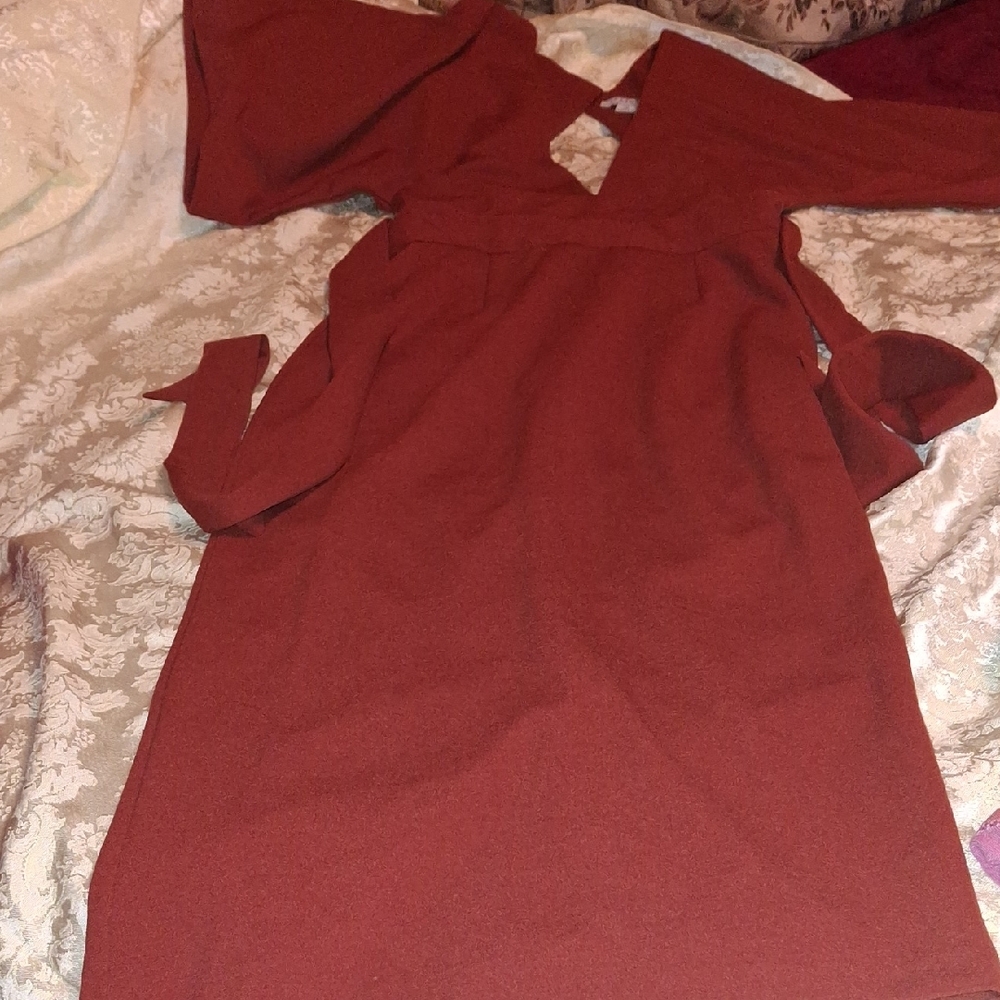 FAVLUX Long Sleeve Dress in Deep Rust